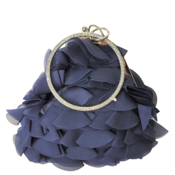 RUFFLES and Frills Blue Wristlet Clutch Purse Party Evening Cocktail Bag - NWOT - Picture 4 of 12